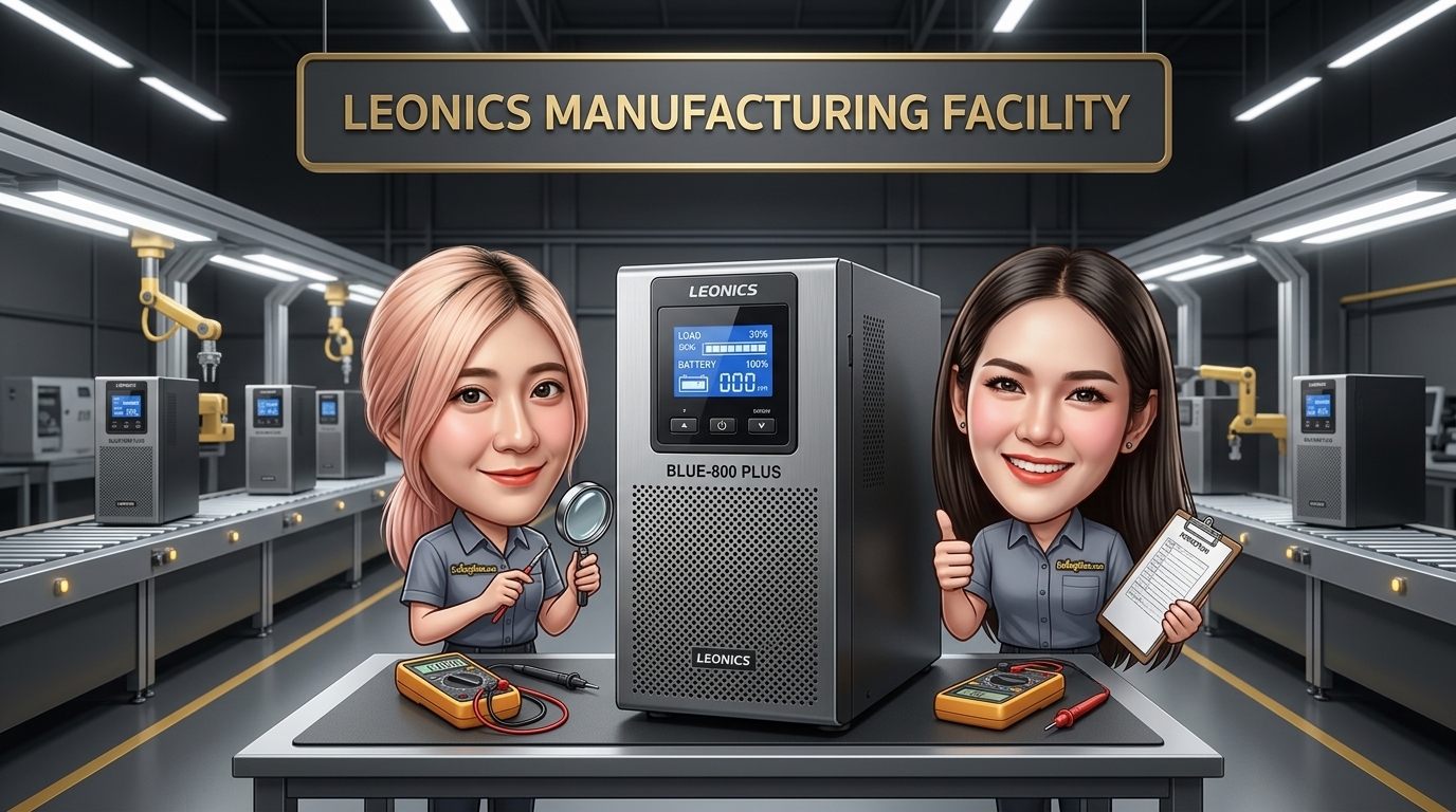 บริการรับซื้อ UPS Leonics BLUE-800 PLUS ตรวจสอบสภาพตัวเครื่องและหน้าจอ Graphic LCD
