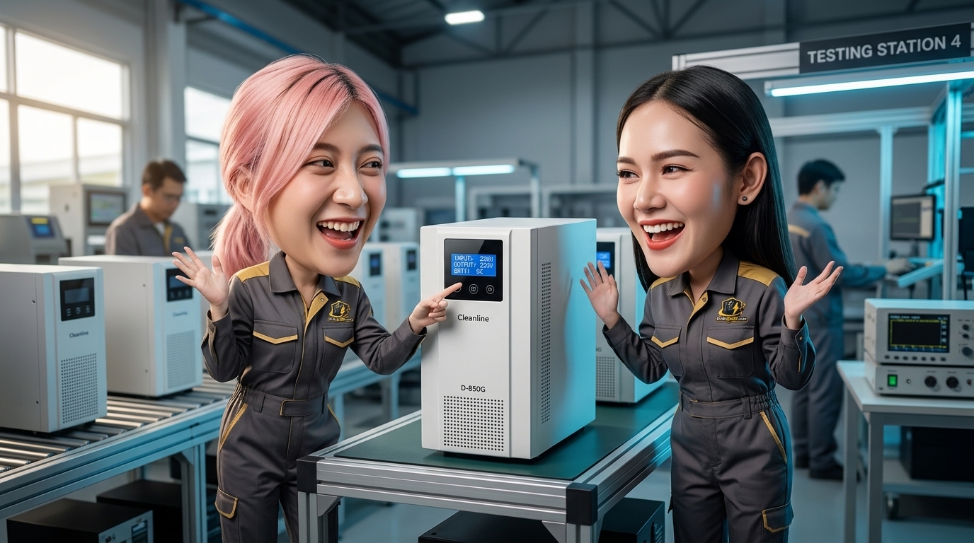 เครื่องสำรองไฟ Cleanline D-850G สีขาวสำหรับบริการรับซื้อ UPS พร้อมหน้าจอ Digital LCD